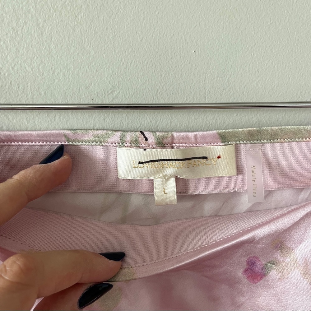 LoveShackFancy Castle Midi Pink Satin/Silk Skirt Size Large NWOT - Picture 5 of 7
